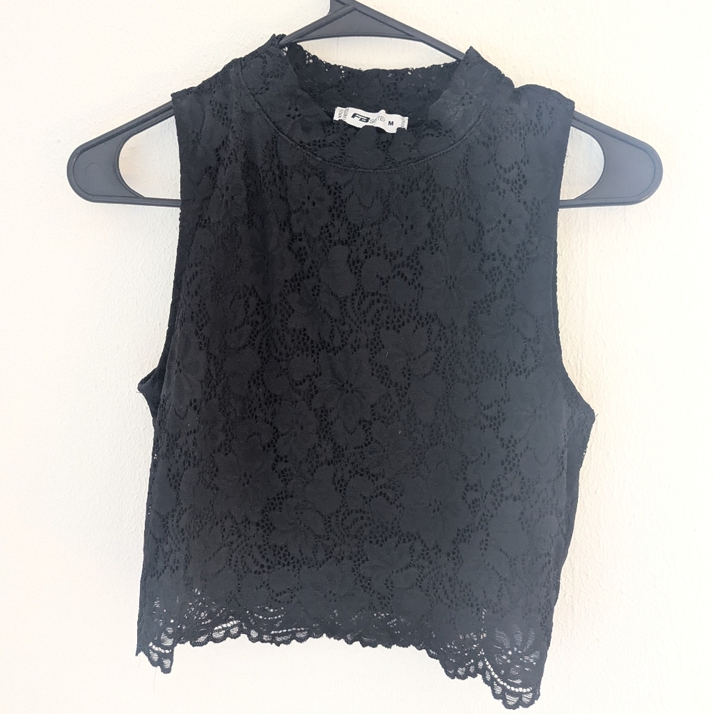 Free People Black Lace Sleeveless Top